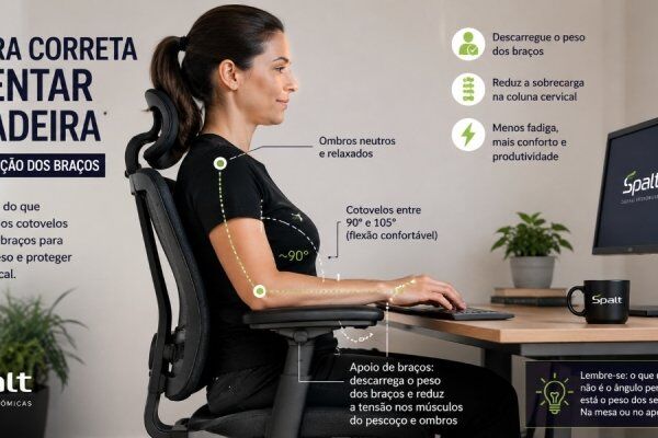 Postura correta de sentar na cadeira Parte 2 - Posição dos Braços.